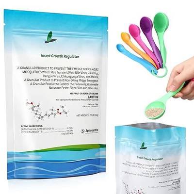 Biological Mosquito Control Pouches Dissolves in Water with Measuring Spoon Treats Up to 18744 Gallon 4.25% S-Methoprene IGR Larvae Won't Harm Fish Birds EPA Certified Rain Bath Pool 142g