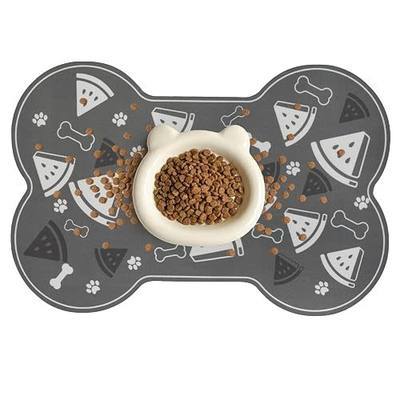 Dog Food Mat, 0.15” Thickened Super Absorbent Pet Feeding Mat for Food and Water, Fruit Donut Pattern Cat Placemat, Quick Dry Non-Slip Dog Bowl Mat, Water Splash Proof(Small Watermelon Grey)