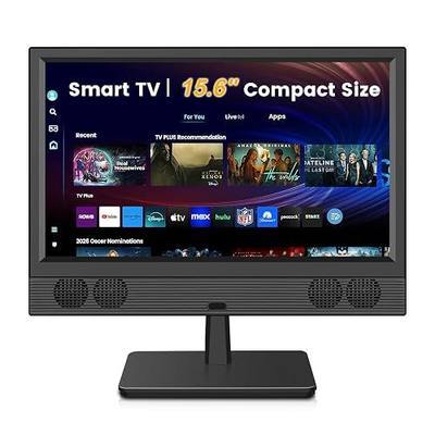 Feihe 15.6 Inch Small Smart TV - Full HD 1080p Compact Flat Screen Smart Television with Wi/Fi, Bluetooth, Voice Remote for Kitchen, Bedroom, RV