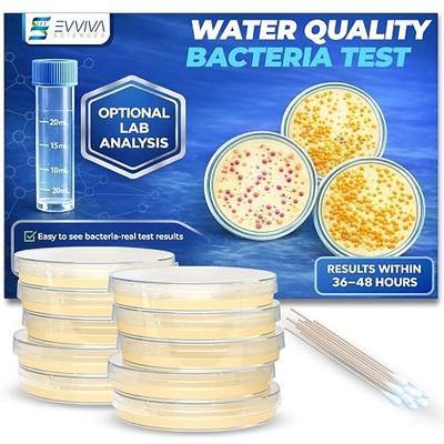 Evviva Sciences Water Bacteria Test Kit – 10 Tests for Total Bacteria, coliforms & E. coli. Lab-Ready agar Plates for Well, tap, Pool, & City Water. Fast DIY Results + Optional lab Report.