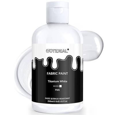 GOTIDEAL White Fabric Paint for Clothes Permanent,T-Shirts Textile Paint 8.45 oz (250 ml), For Refresh Furniture Upholstery, DIY Clothes, Jeans Crafts