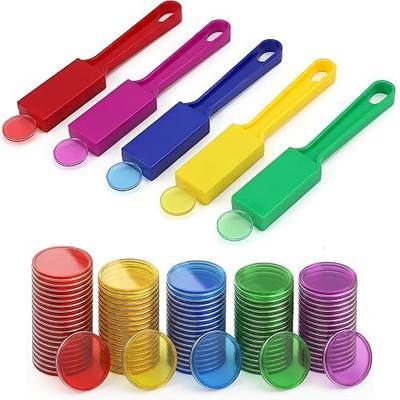 Upgraded Bingo Set, 5-Pack Bingo Wand& 100 Metal Bingo Chips, Random Colors - Large Group Game, Family Night, Sensory Activity, Educational Science Tool