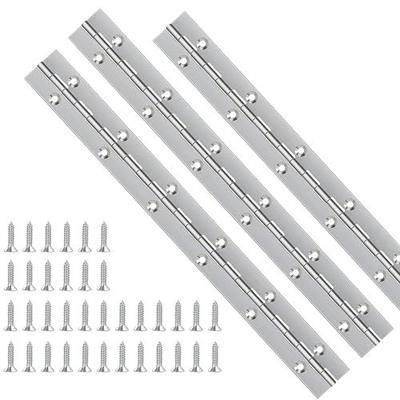 12 Inch Piano Hinge - 3Pack Stainless Steel Continuous Hinge with Holes, Heavy Duty Polished for Boats, Cabinets, Storage Box, Door, Windows - Screw Included (Silver)