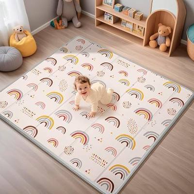 Foldable Baby Play Mat, PIGLOG 50x50 Playpen Mat, Safe Foam Playmat for Tummy Time, Waterproof Playmats for Babies and Toddlers Kids, Reversible Portable Floor Mat for Infant