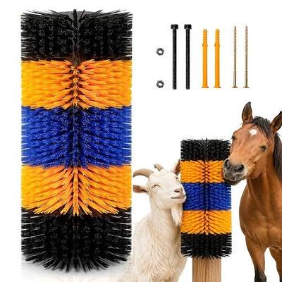 17" x 7.9" Livestock Scratching Brush for Horse, Wall-Mount Grooming and Massage Scratch Brushes for Cow Donkey Goats Horse Sheep, with 8 Screws for Back Itch Relief & Keep Cleaning (1Pcs)