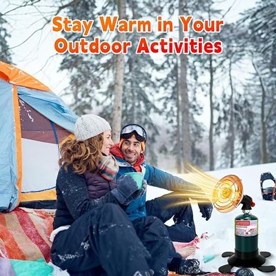Portable Propane Heater for Camping, Outdoor Small Space Patio Heater, Cordless Gas Heaters with Foldable Tank Holder, Fast Radiant Heaters for Camping Tent, Winter Hiking, Ice Fishing & Hunting