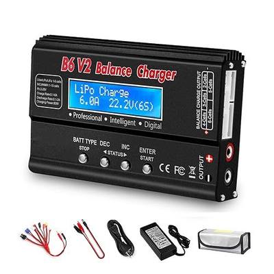 LiPo Battery Charger, 80W 6A Balance Fast Battery Charger for RC Toy Model | Battery Charger Discharger for 1S-6S LiPo/Li-Fe/Li-ion 1S-15S NiMH/NiCD Packs RC Car Boat Drone Battery