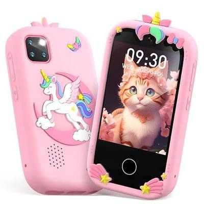 Kids Smart Phone for Girls, Toddler Phone Toy with Dual Camera, 2.8" Touchscreen, 18 Games, MP3, Learning & 32GB Card, Christmas Birthday Gift for Ages 3-10, Toddler Girl Toys