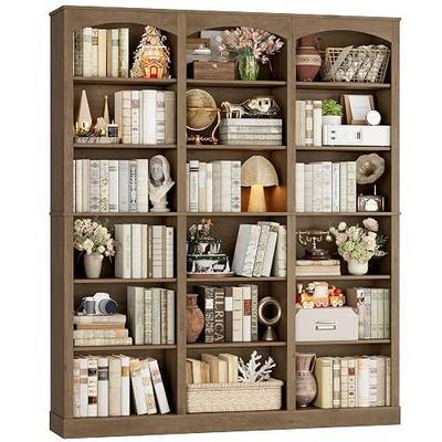 FACBOTALL 71" Triple Wide Bookshelf, 6 Tier Tall Bookshelf, Large Arched Bookcase with Curved Baffle, 63.4" Wide Book Shelf with 18 Open Display Shelves for Living Room, Study, Phoebe Zhennan