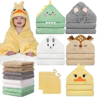 15 PCS Baby Bath Towels Set for Newborn Infant Toddler Essentials | 5 PCS Animal Hooded Baby Bath Towels, 10 PCS Washcloths, Ultra Absorbent Soft, Baby Bath Essentials, Gifts for Boys & Girls