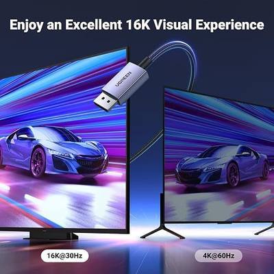UGREEN 16K 16FT DisplayPort Cable 2.1 54Gbps | Support 8K@240Hz 1080P@540Hz HDR, HDCP, DSC 1.2a, Braided Display Port Cord Compatible FreeSync G-Sync Video Card Monitor