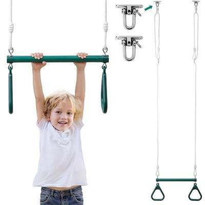 FUNLIO Trapeze bar for Kids with 2 Swing Hangers,87" Height Adjustable Trapeze, Heavy Duty Hanging bar for Kids Aged 3+,Durable Indoor & Outdoor Toddler Swing, CPC & CE Certified - 440 lbs Capacity
