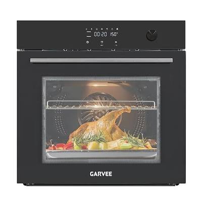 Garvee 24 Inch Built-In Single Wall Oven, 2.5 Cu.Ft Electric Oven with Touch & Mechanical Knob Control, 8 Modes, 3000W, ETL Certified, Black