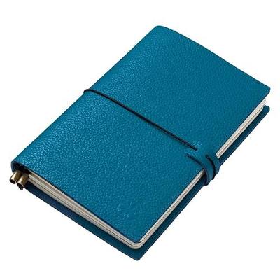 WANDERINGS A5 Travelers Notebook with Pockets – Blue Genuine Leather Journal – 6" x 8.5" (15 x 22cm) – Refillable Travel Journal – 120 GSM Blank Inserts