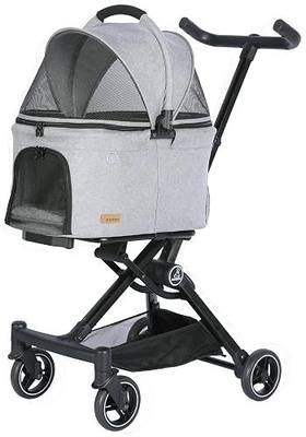 ROODO 2026 Upgraded Version 3 in 1 Dog Cat Stroller with Detachable Carrier Lightweight Folding Portable All Terrain Pet Travel System Puppy Kitty Doggie Bunny Stroller for 30lbs(Light Grey)