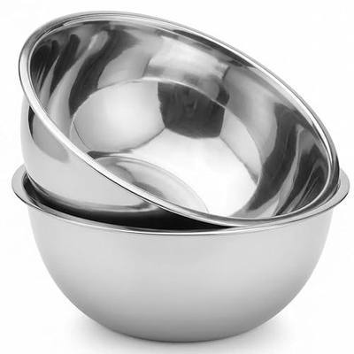 Large Stainless Steel Mixing Bowl 8 Quart - Extra Large Metal Mixing Bowl for Baking, Bread Dough, Salad - Deep Stainless Bowl - Commercial Kitchen Basin - Meal Prep - Stainless Steel- 2 Pack