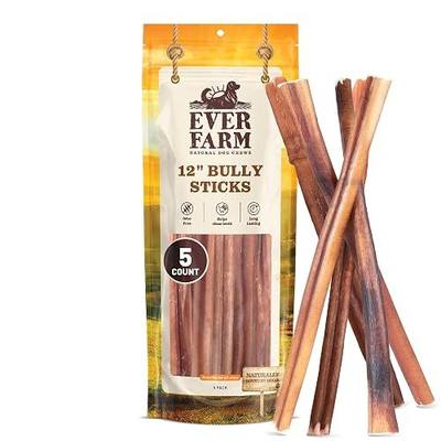 Pet Odor-Free Standard Bully Sticks (12", 5 Pack) – 100% Grass-Fed Beef Pizzle Dog Chews, Fully Digestible & Long-Lasting Dental Treats
