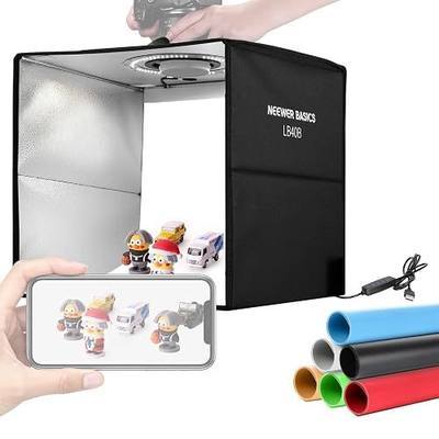 NEEWER Basics Photo Studio Light Box, 16"x16"x15" Bi Color Folding Photo Booth Shooting Tent with 6 Color Backdrops, 120 LEDs CRI95+ Dimmable for Tabletop Jewelry Electronics Food Photography, LB40B