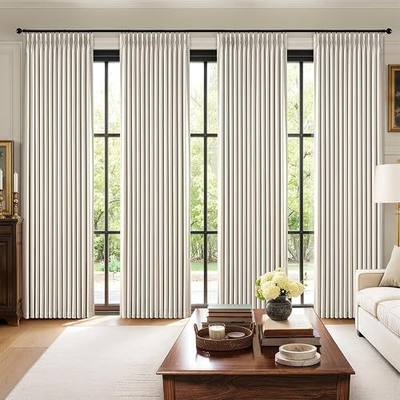 MIULEE Pinch Pleated 100% Blackout Curtains 96 Inch Long 4 Panel Set for Bedroom Thick Linen Memory Trained Pleat Living Room Darkening Back Tab Double Layer Thermal Insulated Drapes, Birch