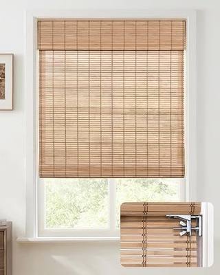UNISHADES No Drill Cordless Bamboo Roman Shades, 27×72 in, Sand Tan | Natural material, Light Filtering, Easy Install