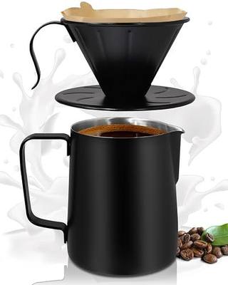 Pour Over Coffee Dripper 11.8oz (1-2 Cup)-304 Stainless Steel Reusable 50 Disposable Filter Papers
