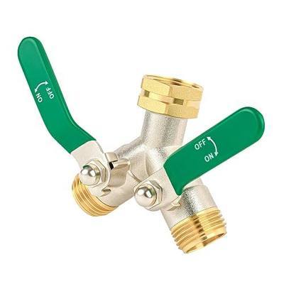 Love Is War 2 Way Y Garden Hose Splitter, 3/4" GHT Thread Brass Hose Connector, High Flow Outdoor Faucet Splitter for RV Yard Garden Watering