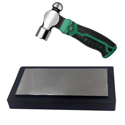 6.7"x3.2" Steel Bench Block with Rubber Block and Metal Stamping Hammer Kit,Jewelry Metal Stamping Tools for Jewelry Making, Metal Stamping, and DIY Jobs (Rectangle)