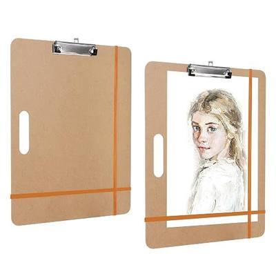 2 Pack Drawing Board, 17 x 13 Inch Portable Sketch Boards with 2 Rubber Bands, Easy to Use and Carry Art Clipboard for Painting in Class Studio Travel, Brown