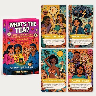 What's The Tea? Oracle Cards for Beginners – 54-Card Deck for Karma, Soulmates, Love, Friendship & Life Path Readings – Easy-to-Use Divination Cards for Spiritual Guidance