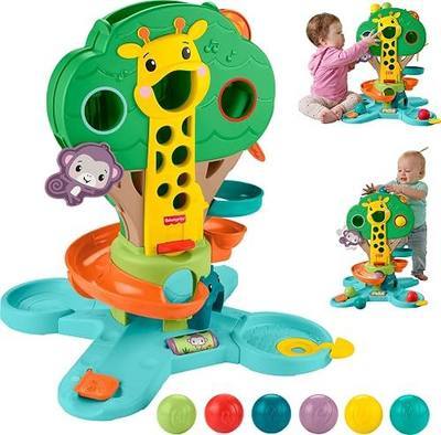 Fisher-Price Baby Toy Sit-to-Stand Jungle Tree, Musical Ball Drop Play Center & 6 Balls for Infant to Toddler Play Ages 6+ Months 
