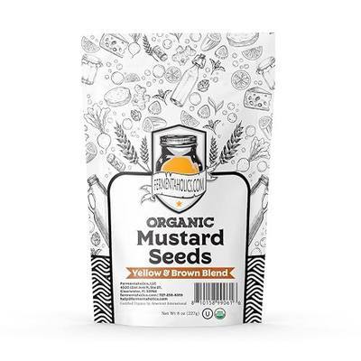 Fermentaholics Mustard Seeds, 8 oz - Whole Seed, Bold, Spicy Flavor for Fermentation, Pickling, Curries & Spice Blends - Certified Organic (Yellow & Brown Blend)