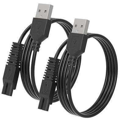 2 Pack USB Charger Cord for Remington Electric Shaver for Women, for Remington WDF5030A, WDF4816NA, WDF4821US, WDF4825 Trimmer Replacement Charging Cable, Power Cord Black