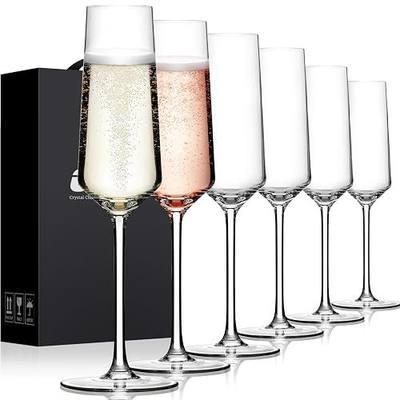 OJA Champagne Flutes, Crystal Champagne Glasses Set of 6, 7oz, Elegant | For Prosecco,Sparkling Wine, Mimosa, Ideal for Weddings, Birthday, Christmas