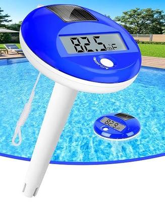 Sinbyuer Solar Digital Pool Thermometer Floating Easy Read with One Rope | Large LCD Display with Big Numbers, ±0.5℃ High Precision, IP68 Waterproof PoolTemperature Gauge for Hot Tub, Spa