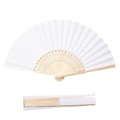 Paper Hand Fans, 8.3 Inch Foldable Handheld Fans for Wedding Favors, Party Decorations, Bridal Shower, Baby Shower, Summer Cooling, (White 50pcs)