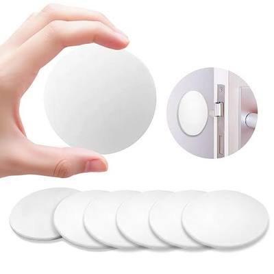 Door Stoppers for Wall, 6 Pack, White, for Door Knob Wall Protection | 3.15" large white silicone door knob wall protector, self-adhesive bumper, quiet shock absorption, covers damaged surfaces
