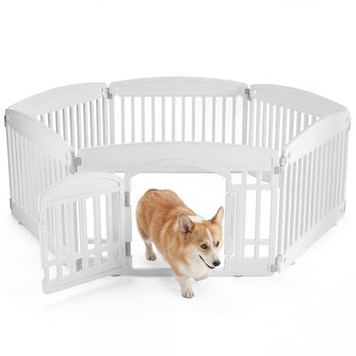 NEWBULIG Dog Playpen 4-Panel, 24IN Puppy Playpen, Stable Dog Play Pen Indoors/Outdoor with Secure Locking Door, Plastic Pet Fence for Small & Medium Dogs