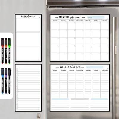 JJPRO Non-Magnetic Dry Erase Calendar for Fridge, Reusable Monthly Calendar, Weekly Planner,Daily/To Do List Whiteboard Bundle -14.5"x11.5" Reusable Calendars Stick to Fridge,Wall, All Smooth Surfaces