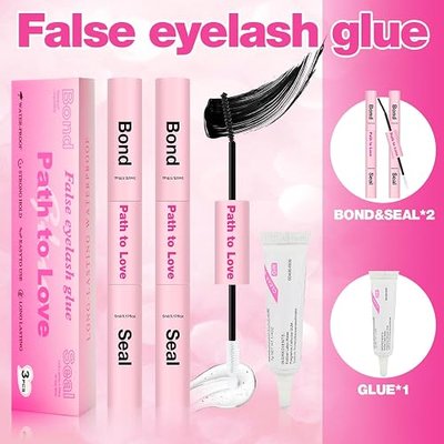 Professional Lash Cluster Glue Kit – 150H Strong Hold Bond & Seal Waterproof Eyelash Glue,Long-Lasting Adhesive for DIY Cluster Lashes,Home Use,Beginners & Pros (Black,3-Pack 2x5ml+5ml+0.24oz)