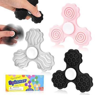 Fidget Toys Adults - Fidget Spinners with Textured Worry Sensory Stone for Autism Kids Calming Down, Fidget Stress Toys for Anxiety Relief, Gifts for Kids & Teens - Set 1