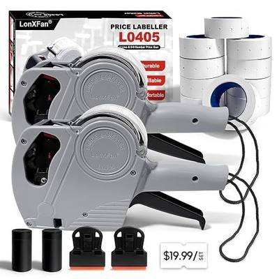 2 Pack Pricing Gun Price Tag Gun Price Label Gun with Labels for Retails | Including 10,000pcs Price Labels & 2Pc Refill Inks & 2Pcs Label Remover, Waterproof, Hanging Rope