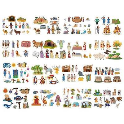 16 Pack Felt Board Bible Story Set Flannel Boards Precut Felts Pieces Bible Set for Back to School Preschool Toddler Activity Included Noah's Ark, Jonah and The Whale, The Nativity of Jesus