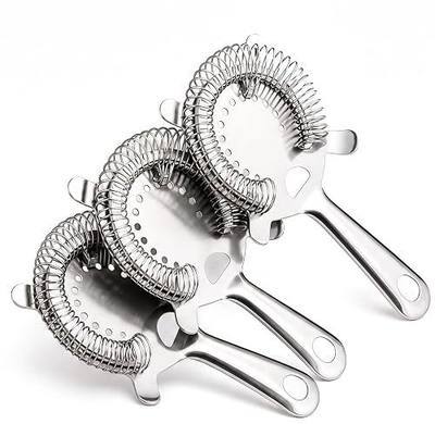 Hawthorne Strainer for Cocktails - Professional Bar Strainer - 4 Prong Design - Bartender Strainer for Shaker - Use for Cocktail Shakers with Strainer - Stainless Steel Strainer Set - 3 Pack