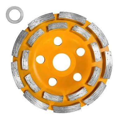 4.5” Double Row Diamond Grinding Cup Wheel, Concrete Grinding Wheel | 18 Segments for Grinding & Polishing Concrete, Masonry, Granite, Marble, 7/8” Arbor with 5/8” Reducer, for Angle Grinder