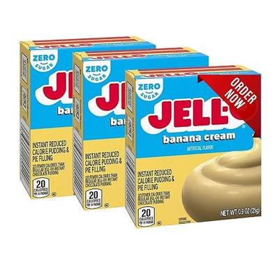 (Pack of 3) Jello Banana Cream Instant Reduce Calorie Pudding & Pie Filling Mix 0.9 oz