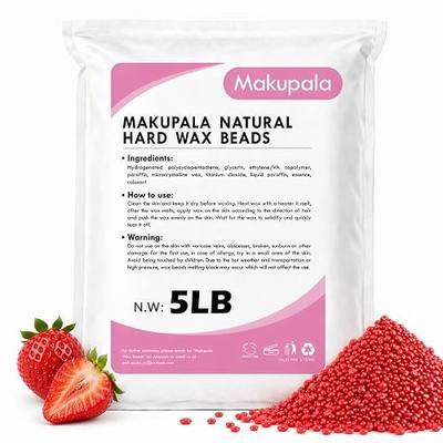 Hard Wax Beads, 5lb / 80oz Jumbo Bulk Refill, Stripless Professional Wax Beans for Bikini, Underarm & Coarse Hair, Salon & Home Use, Strawberry Scented Red