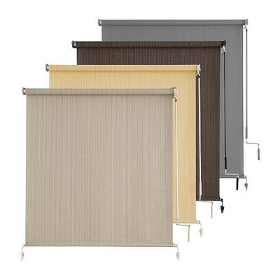 AOSKY Outdoor Shades for Patio Privacy, Cordless Porch Roll Up Blinds with Spliced Pole Design, Sunshades for Patio UV Blocking Deck, Balcony, Backyard (96x96 Inch, Sesame)