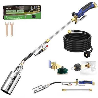 Propane Torch Weed Burner Kit,35.4" High Output Blow Torch with Long/Short Mode & 12.5FT Hose,Heavy Duty Flamethrower with Turbo Trigger for Weeding,Asphalt Melting,Ice Snow Melting,Campfire Starting