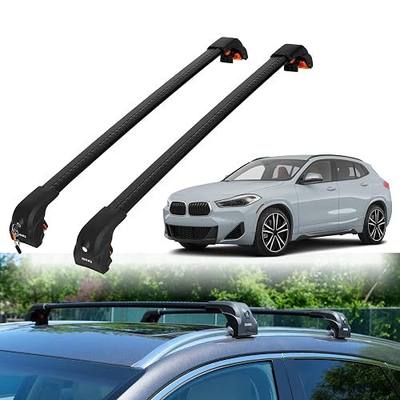 ERKUL Heavy Duty Roof Rack Cross Bars for BMW X2 2018-2023 | Upgraded Aero Aluminum Crossbars with Smart Clamp System | Compatible with Flush Rails - Black