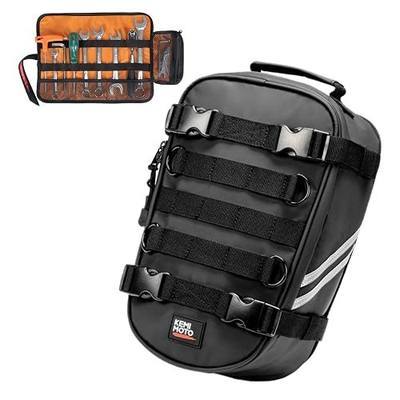 KEMIMOTO PVC Motorcycle Tail Bag with Tool Roll Fender Bag Quick Release 6L | Dirt Bike Rear Fender Storage Universal Enduro Fit for Dual Sport Bike Adventure Off Road Motocross